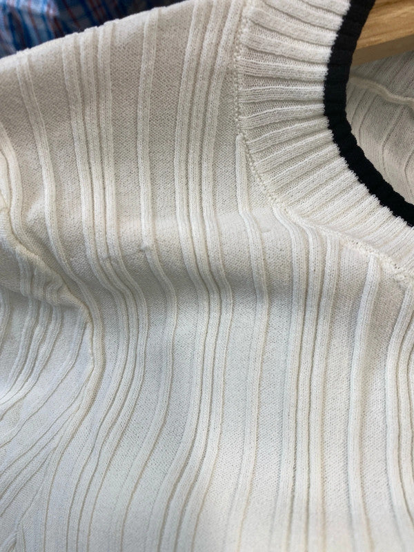 Fabulous Cream & Black H&M summer knit top short sleeve UkXL KM003