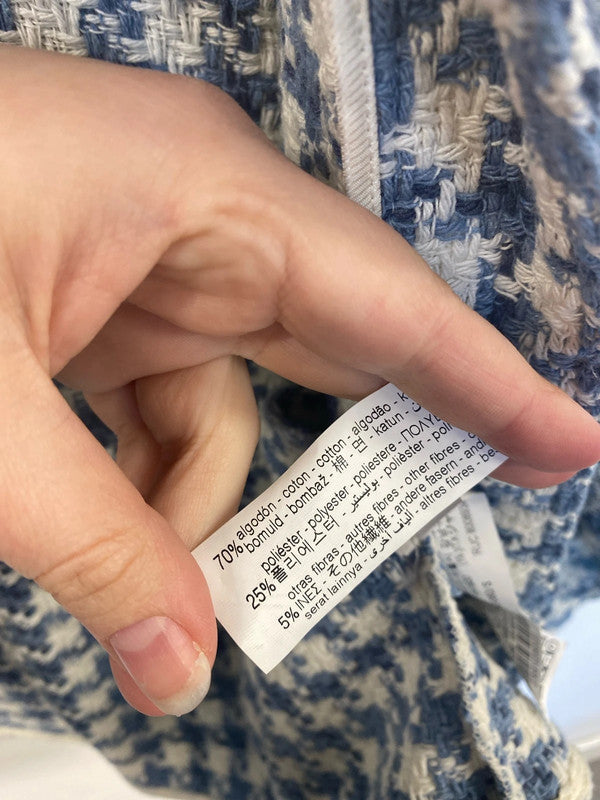 Zara Gorgeous Blue & Cream Houndstooth Boucle Shacket Size S AO001