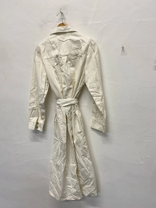 Fabulous Zara Cream Denim Midi shirt Dress UkM KS002