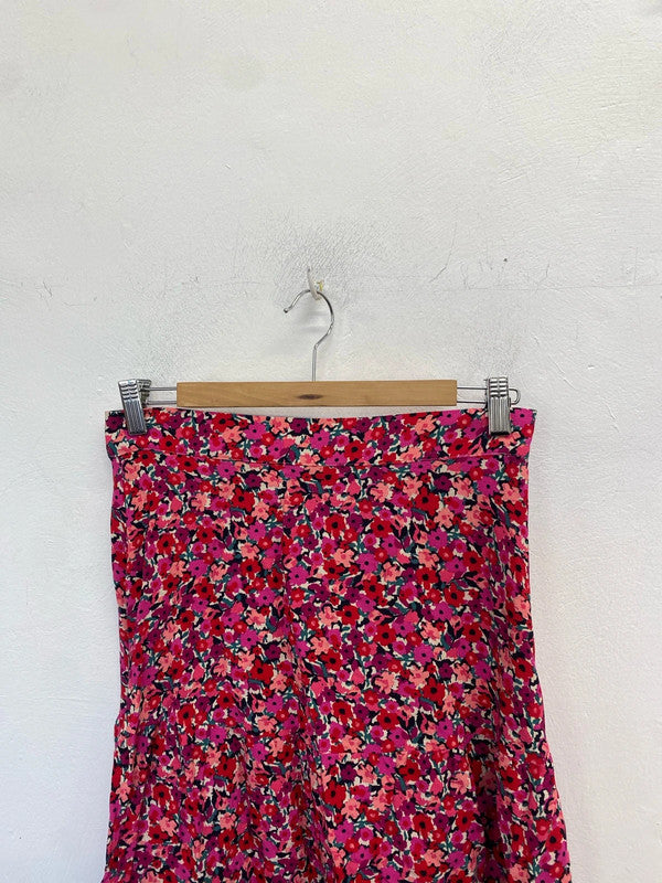 Lovely m&s pink foral fit and flare skirt UK 10 JM005