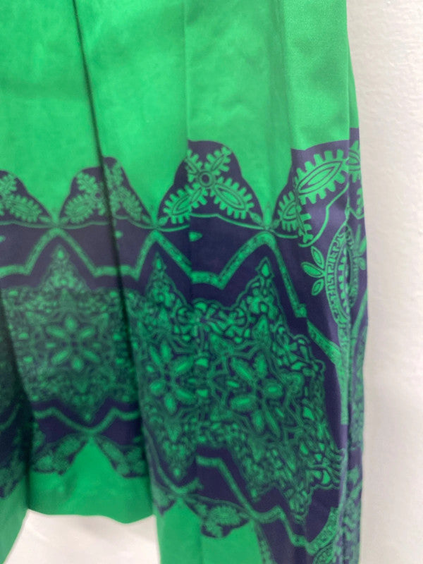 Stunning Oasis emerald Green Navy oriental party dress Uk10 MA003