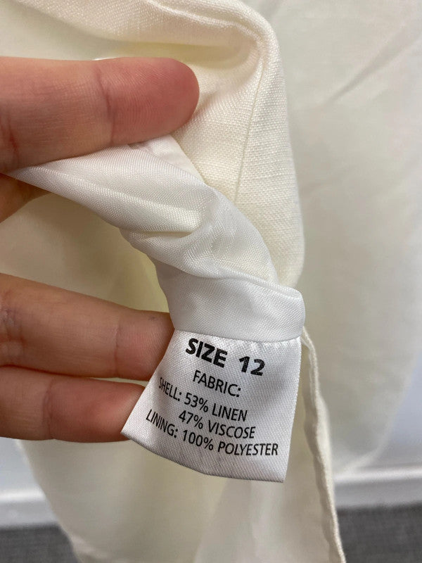 Amaranto Elegant Cream Embroidered Sheath Dress UK 12 MM005