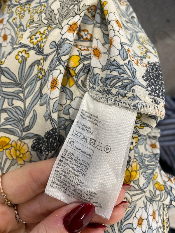 Lovely H&M spring vibe yellow floral blouse UK 8 AG005