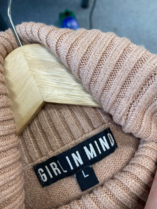 Girl In Mind biscuit beige cable-knit dress UkL LK009