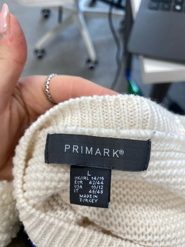 Stunning Primark cream rainbow knit jumper UK L JR001