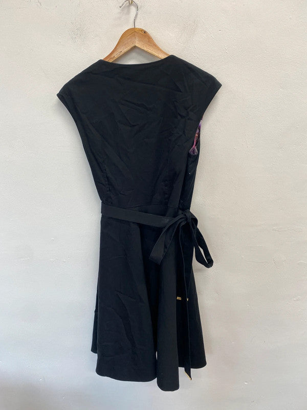 Lovely Ted baker sigorni black wrap dress midi UK 14-16 KN003