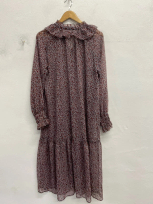 Fabulous Mango ditsy sheer oversmock boho dress Uk L EC003