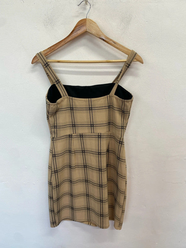 Stunning I saw it first checkered beige mini dress UK 12 PJ001