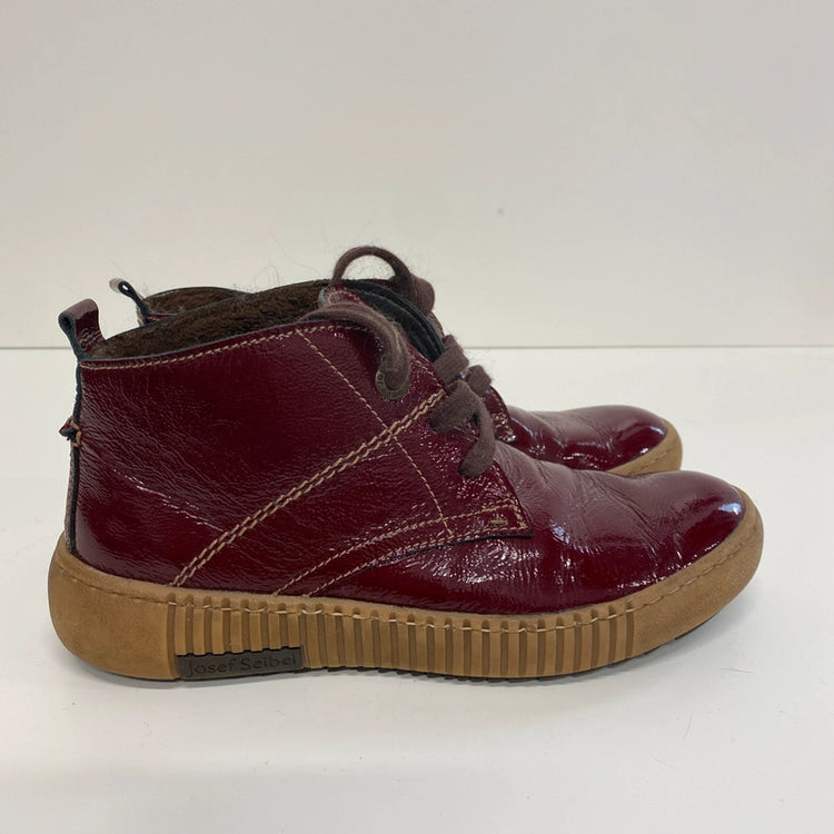 osef Seibel Maren 02 Red Patent Leather Faux Fur Lined Boots UK 4 NC001