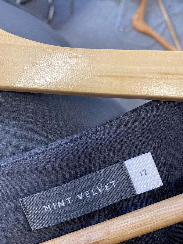 Fabulous Mint velvet soft Grey bell sleeve top Uk12 ruched SG090