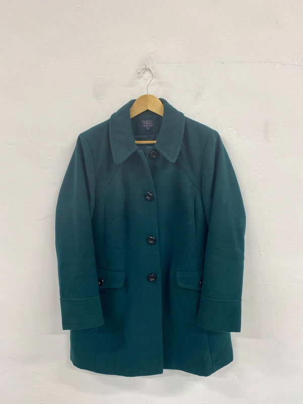 M&S Elegant Sea Green Overcoat UK 14 JW002