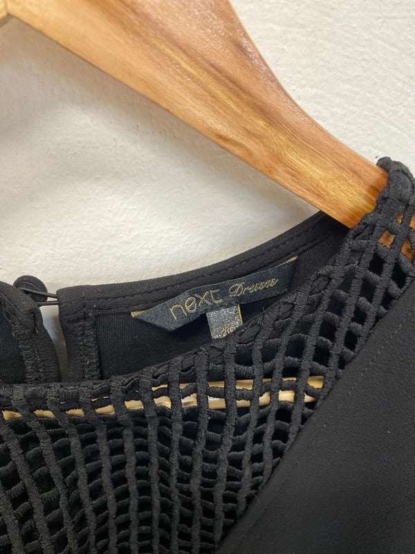 Next Chic Black Woven Detail Mini Dress UK 20 RM002
