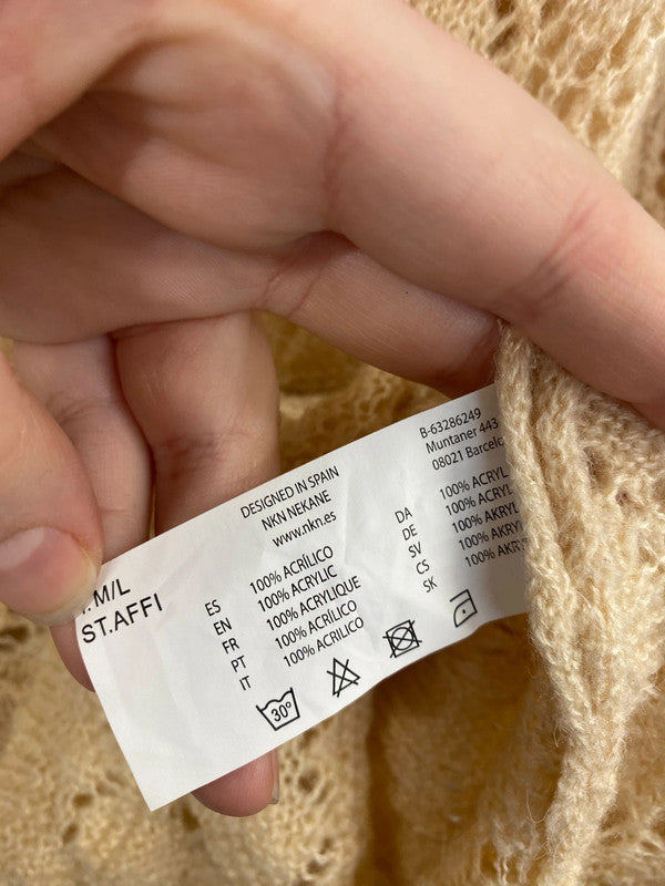 NKN Nekane Gorgeous Apricot Crochet Knit Jumper Size M MS002