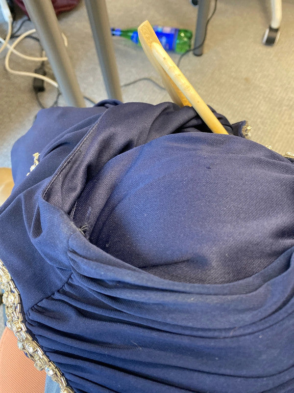 Fabulous JS boutique Navy embellished Maxi dress Uk16 LG006