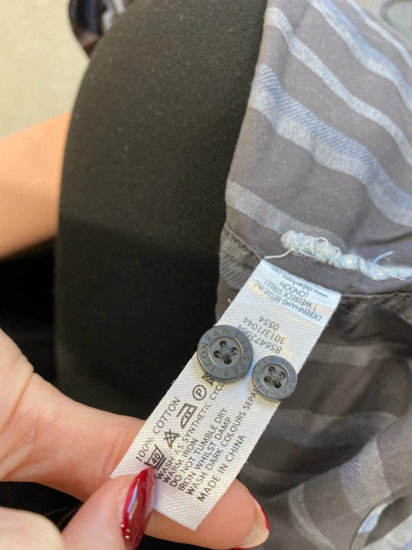 Fabulous men’s Jasper Conran blue grey striped shirt UK L AG005