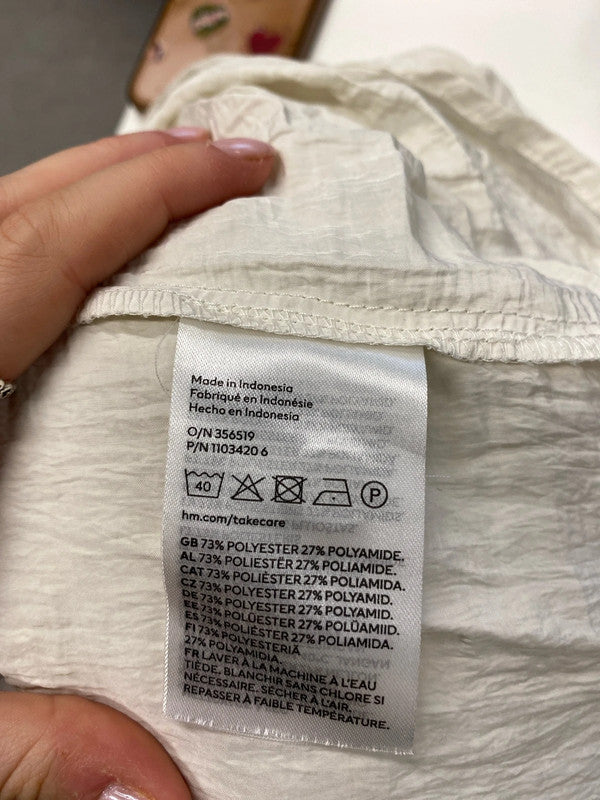 Lovely H&M cream crepe textured shirt blouse UK L KS002