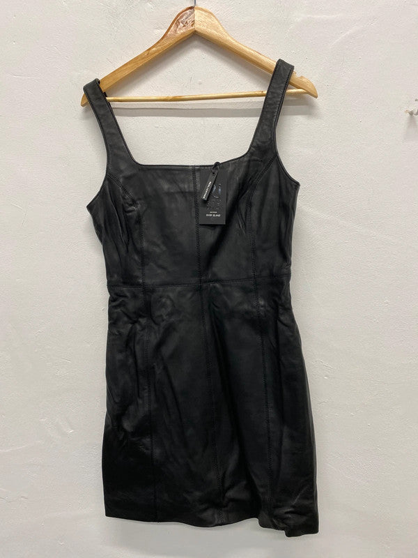 Fabulous River Island Lux studio real leather dress Uk12 KS002