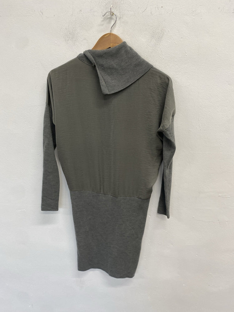 Stunning All Saints “flik” Grey Merino Wool Midi Dress UK S SD002