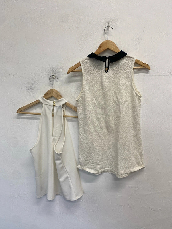 Lovely duo of cute white Halterneck tops new look next UK 10 SW001 #17