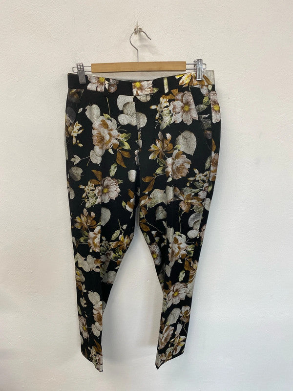 Asos Elegant Black Silvery Floral Trousers 30W/30L LD001