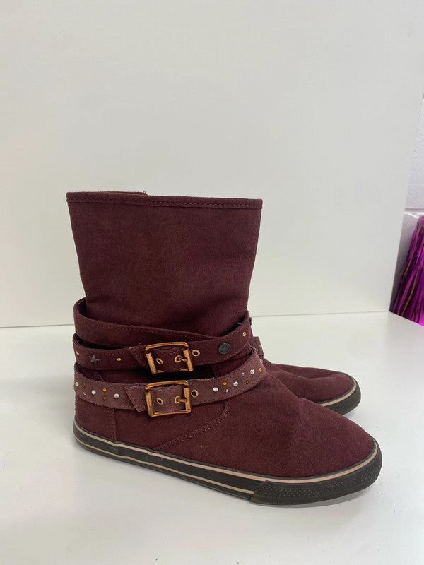 Fabulous burgundy Next embellished biker boots Uk4 GK002