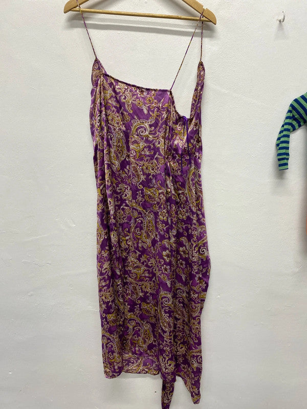 Fabulous Zara slinky wrap purple floral summer occasion party dress UkL KS002