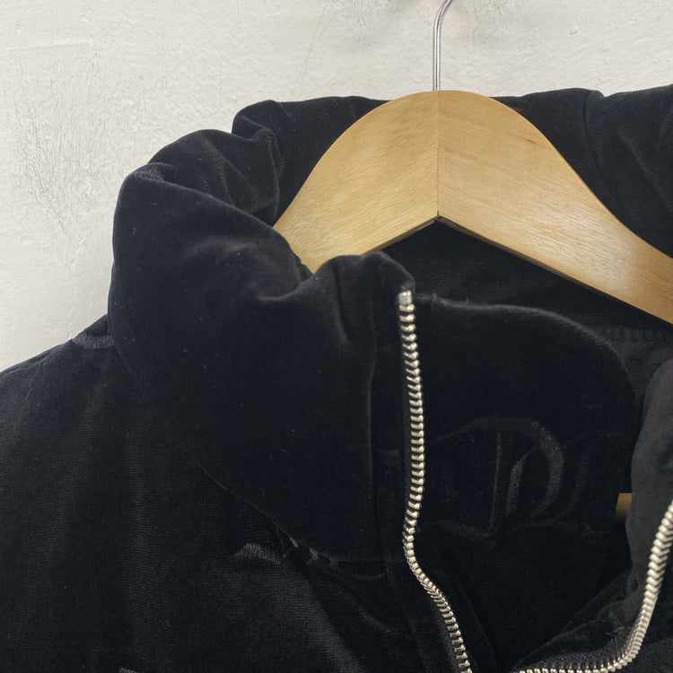 Juicy Couture Madeline Mono Black Velvet Puffer Jacket Size XS SD002