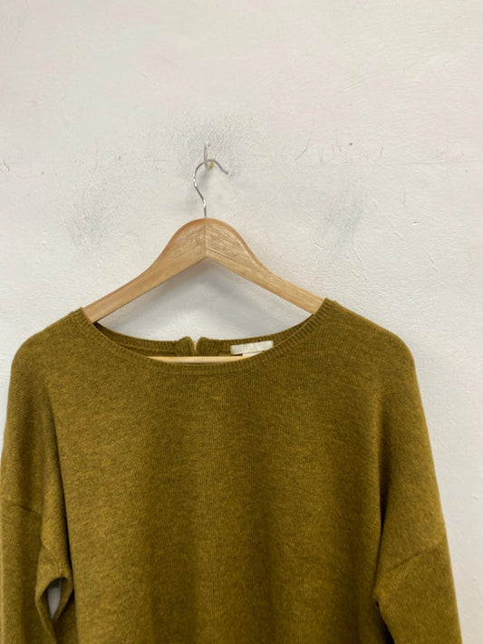 Lovely H&M Green khaki zip back jumper UK L KM003