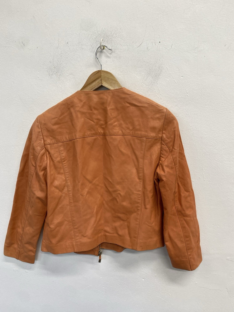 Lovely Massimo Dutti Coral Leather Jacket UK L MS002
