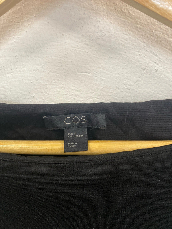 Cos Elegant Black Boat Neck Tunic Dress Size S JP001