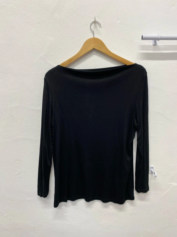 Fabulous Super Black slash neck top by Reiss UkL GJ001