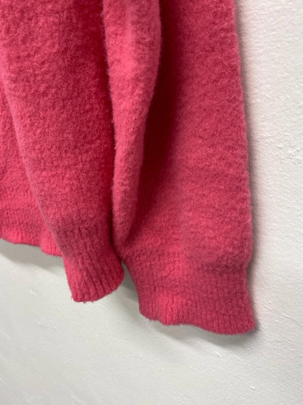 Fabulous Grapefruit Pink soft fluffy jumper UkM Zara spring fun KS002