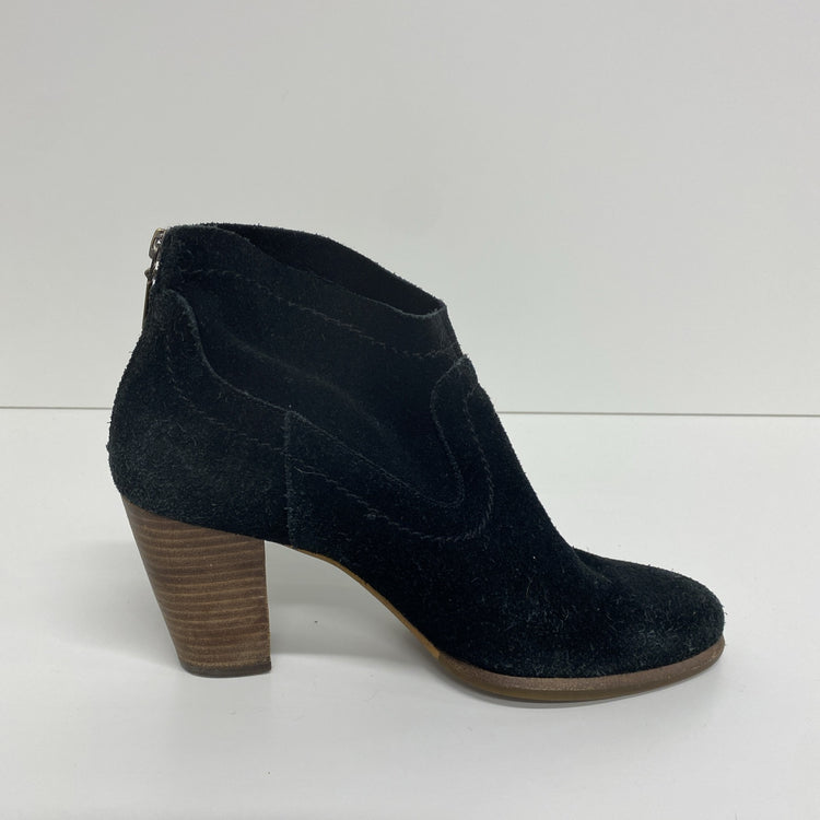 UGG Charlotte Black Suede Block Heel Ankle Boots Size UK 7.5 KD001
