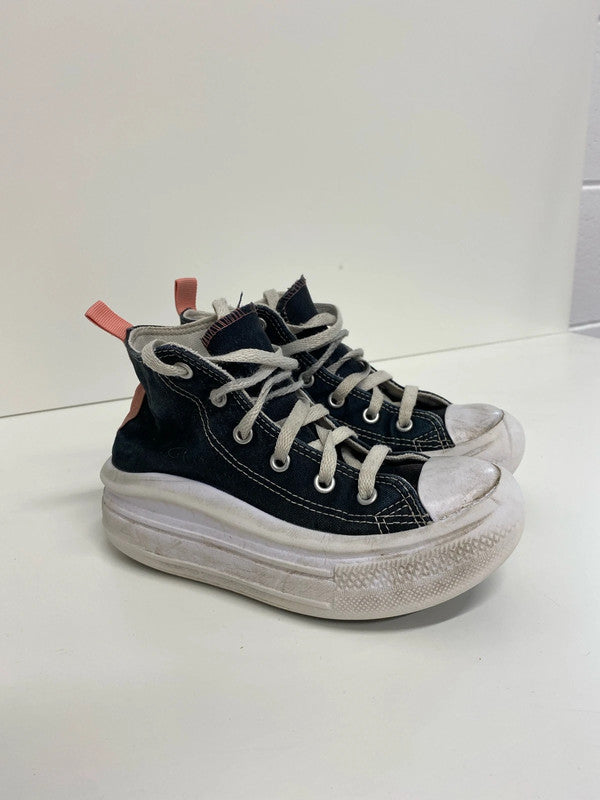 Fabulous platform converse hi tops uk13 kids black pink ZM001