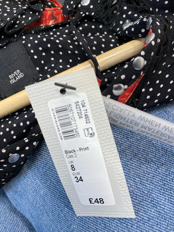 Fabulous polka dot River Island Uk8 romantic dress New Km004