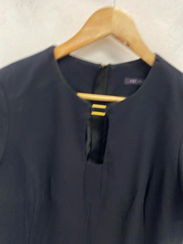 Lovely m&s black midi neck buckle dress UK 14 LB005