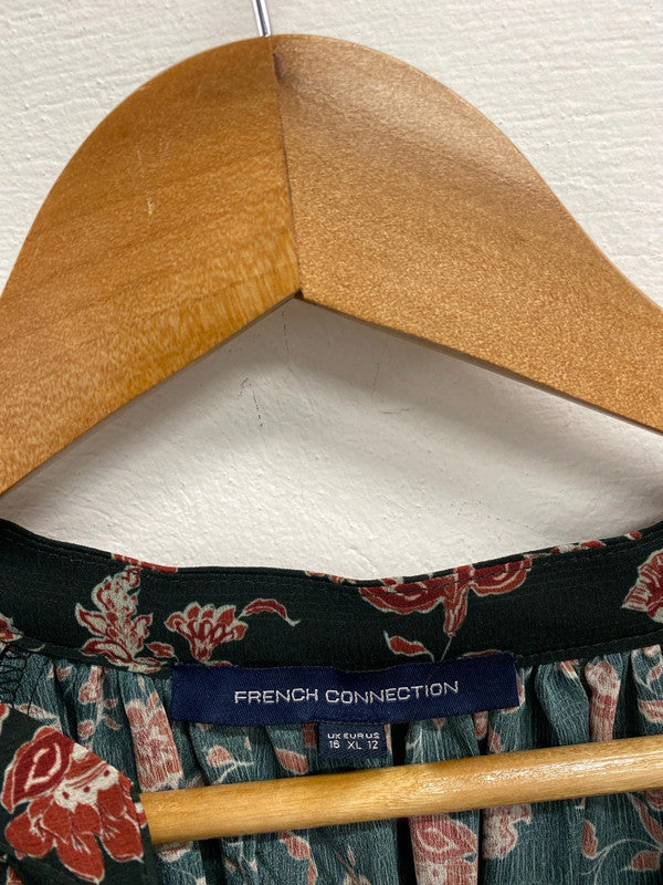 Gorgeous French connection dark green floral UK 16 FR001