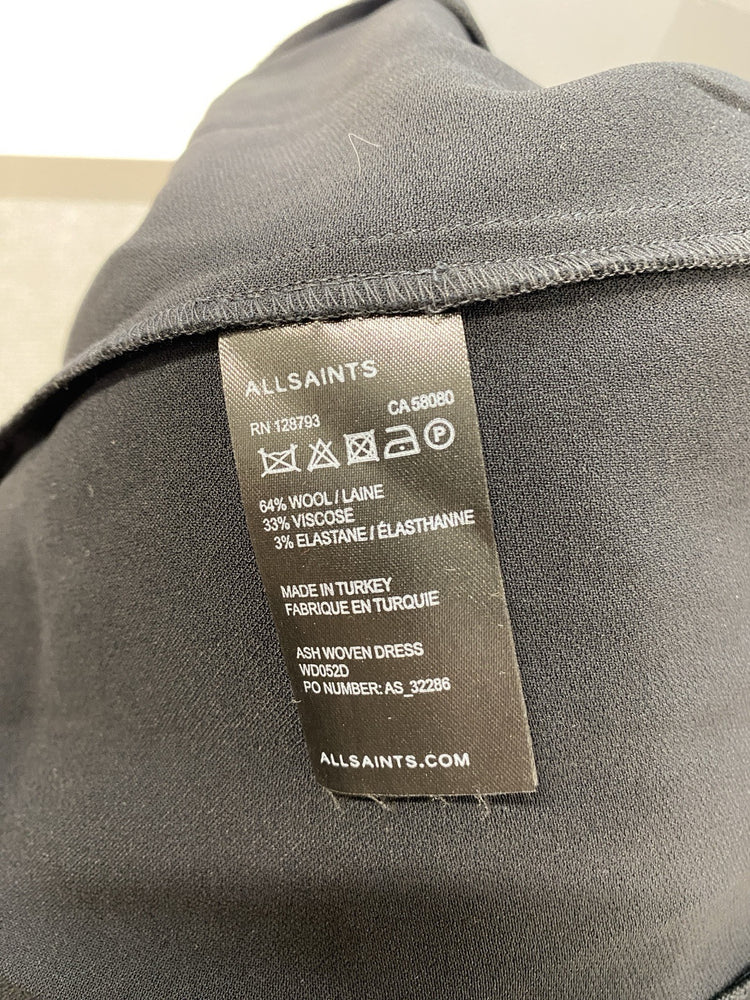 Stunning All Saints Ash Woven Dress In Black Midi UK 6 SD002