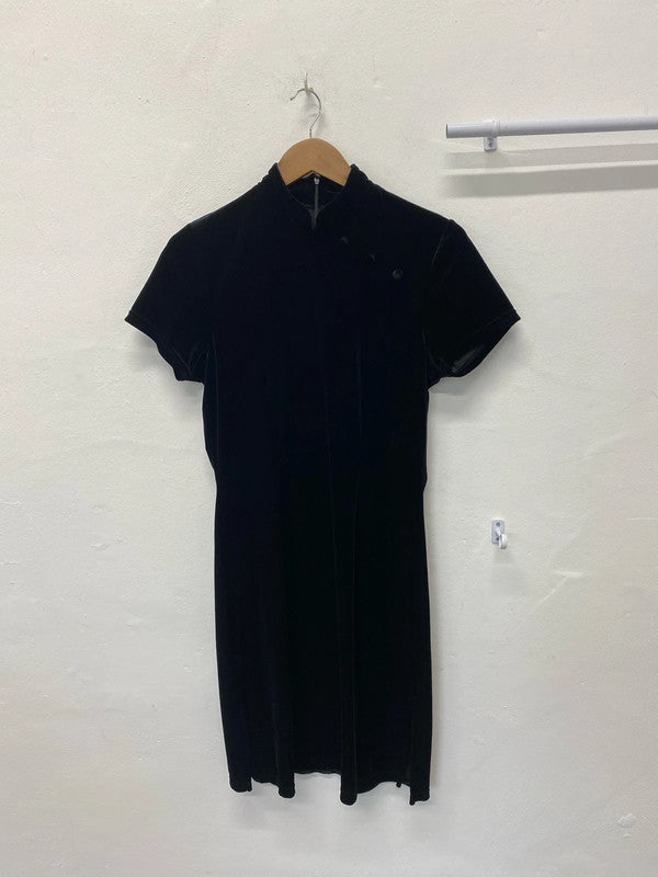 Fabulous oriental style mini black dress Uk12 Vintage George MM005