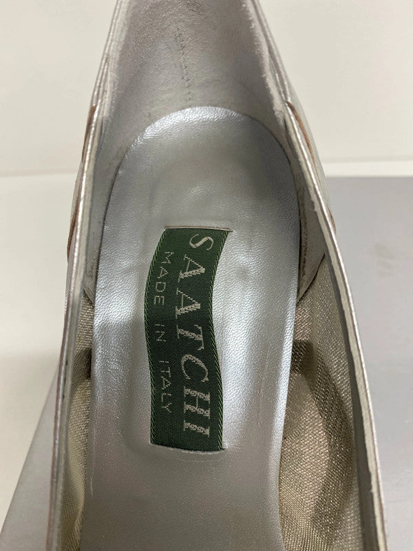 Saatchi Glamorous Silver Iridescent Mesh Heels UK 6 KM005