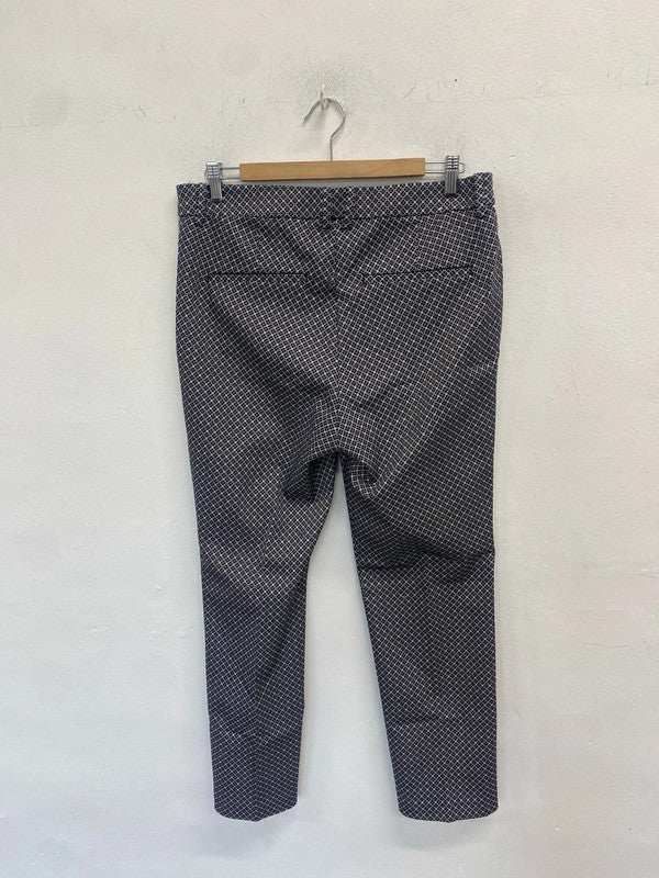 Lovely H&M black and white pattern office trouser chino UK 16 KM003