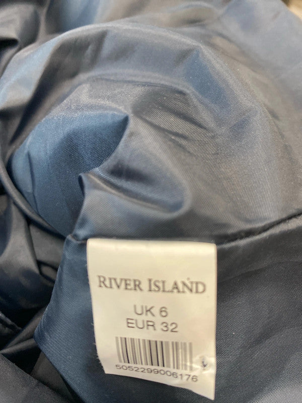 Fabulous River Island Navy quilted Jacket UK6 faux leather KM004