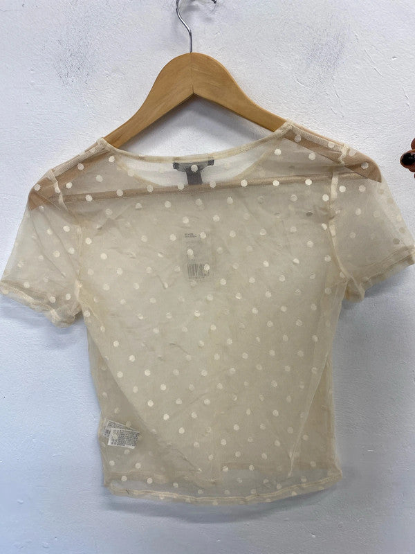 Super cute Forever 21 mesh spot summer top UkL new JR001