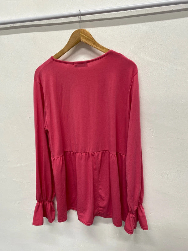 Fabulous In the Style pink jersey peplum top New Uk18 CR002