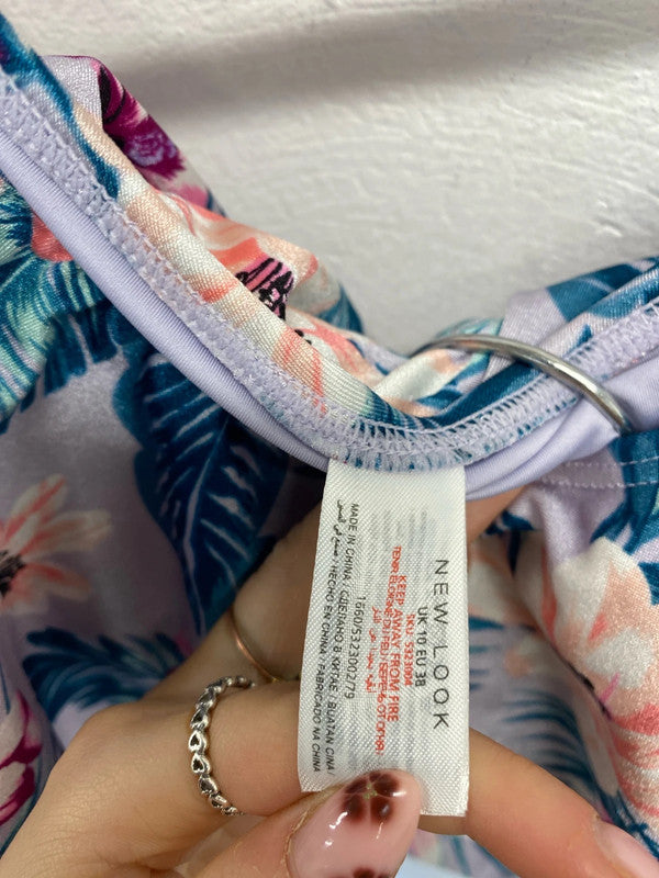 Stunning new look floral lilac off the shoulder bikini set UK 8 LK009