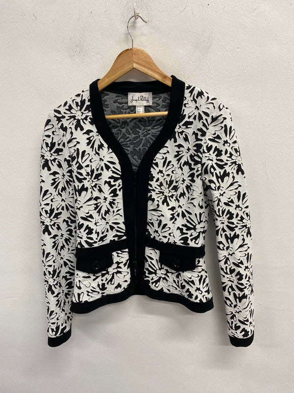 Stunning Joseph Ribkoff Black And White Floral Blazer Jacket UK 10 KM004