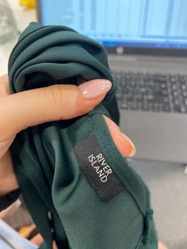 Stunning river island green cross neck cami UK S KM004