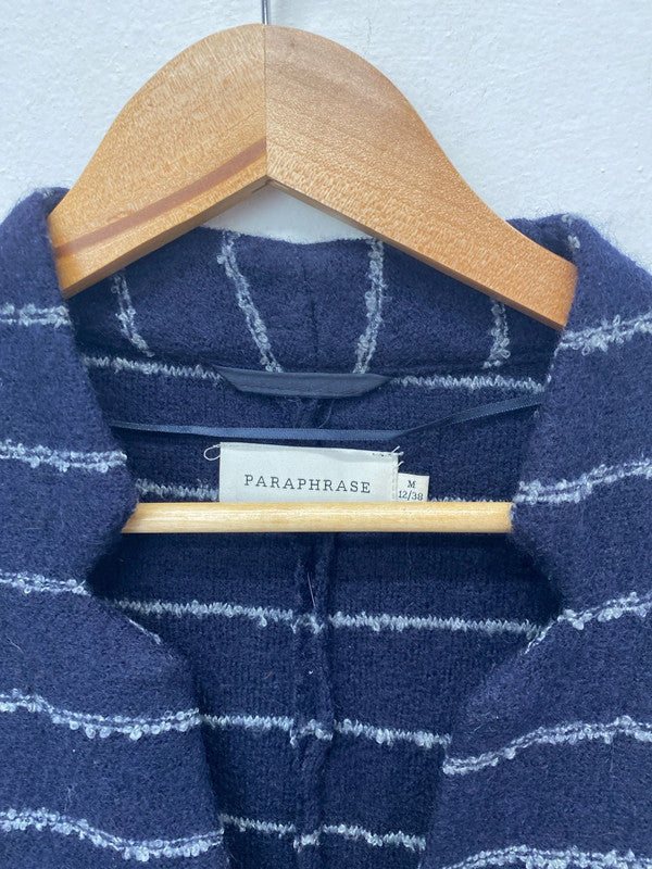Fabulous Paraphase wool blend Coatigan Uk12 navy striped MW001