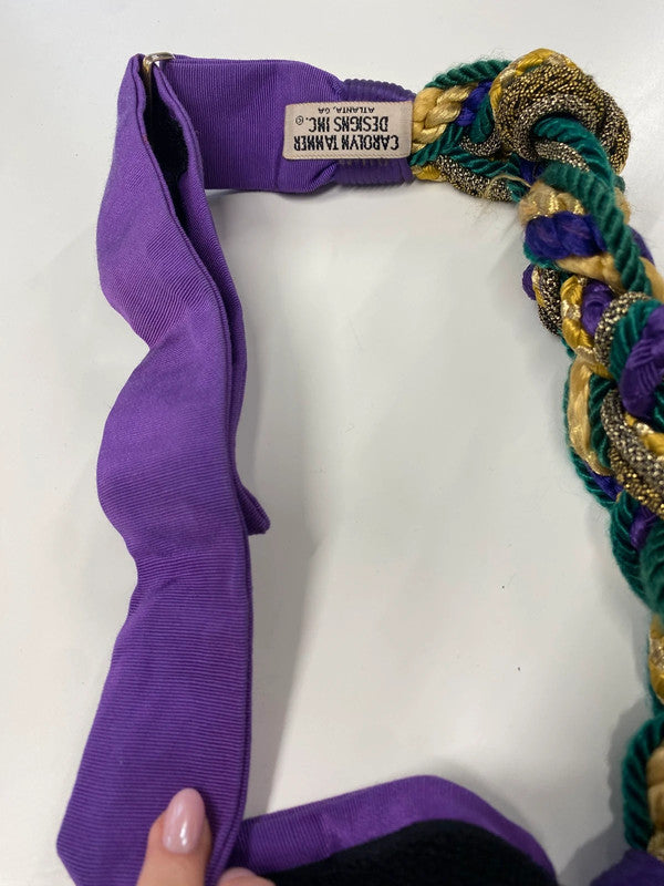 Vintage Carolyn Tanner Purple Green Gold Plait Belt Length 39 Inches TC002