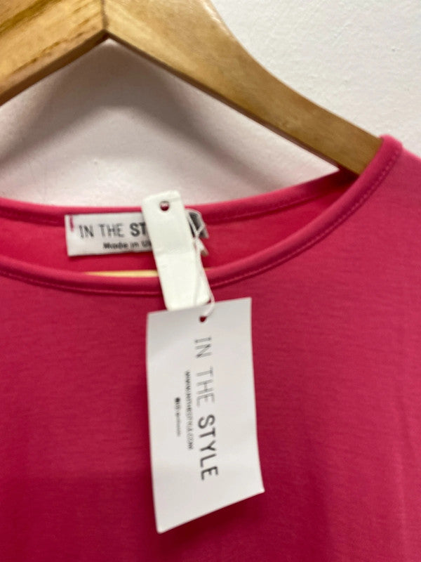 Fabulous In the Style pink jersey peplum top New Uk18 CR002